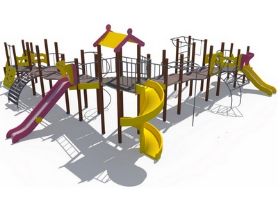 Детский игровой комплекс Квартал ДИО 08060 (винтовой скат 2000, металлические скаты 1500 и 900)