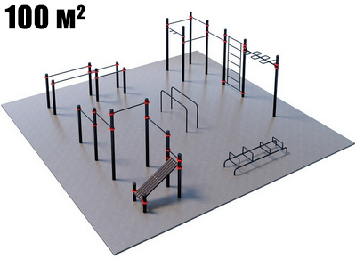 Готовая спортивная площадка для улицы для Воркаут и ГТО 2-1 (10 x 10 м)