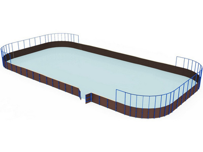 Коробка для хоккея из фанеры с высокими сетчатыми бортами, ограждение за воротами