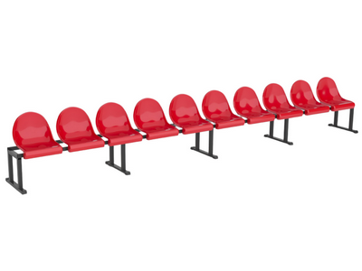 Уличная мобильная скамейка однорядная на 10 мест