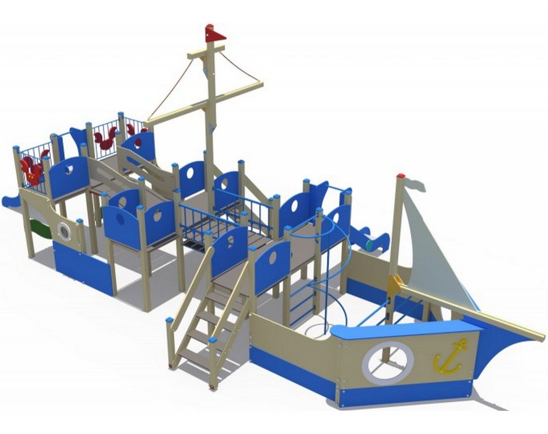 Уличный ДСК Лагуна в виде бригантины и с горками Н-1200,1500 ДИО 10117.2 - вид 0