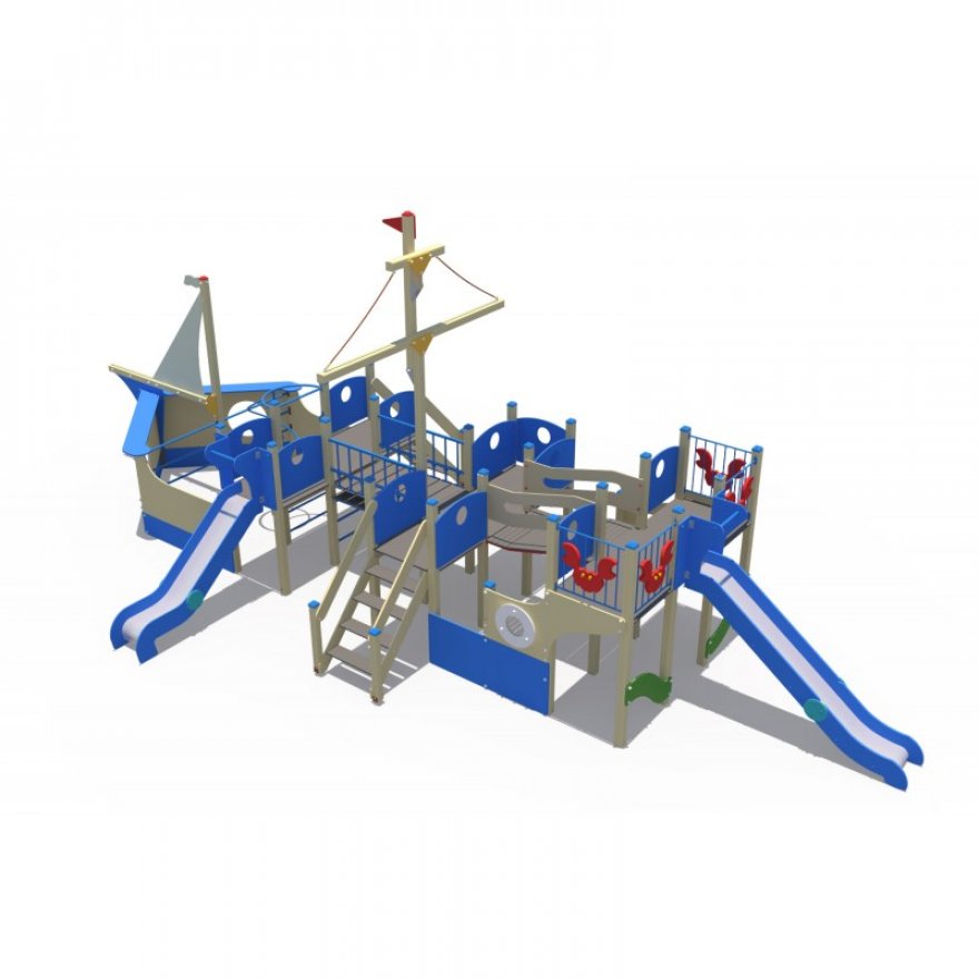 Уличный ДСК Лагуна в виде бригантины и с горками Н-1200,1500 ДИО 10117.2 - вид 1