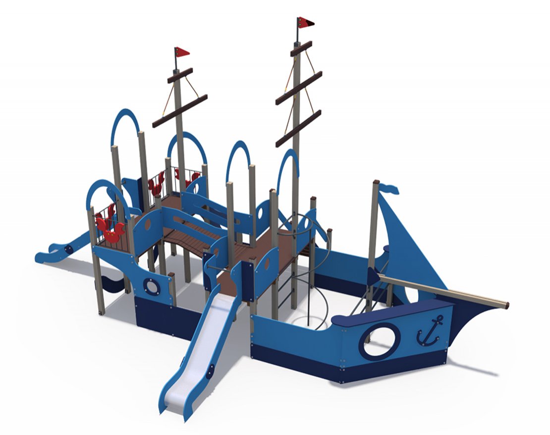 Уличный ДСК Лагуна в виде двойного парусника и с горками Н-1200,1500 ДИО 10117 - вид 0