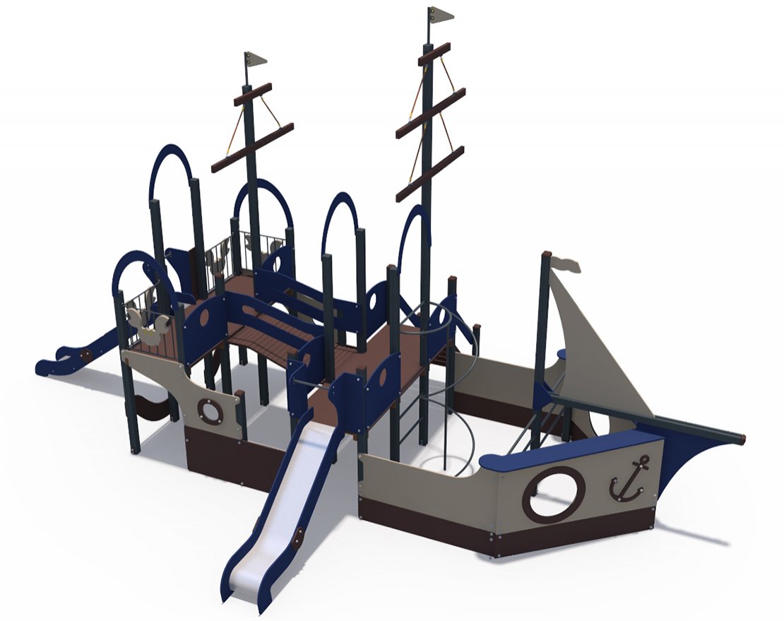 Уличный ДСК Лагуна в виде двойного парусника и с горками Н-1200,1500 ДИО 10117 - вид 5