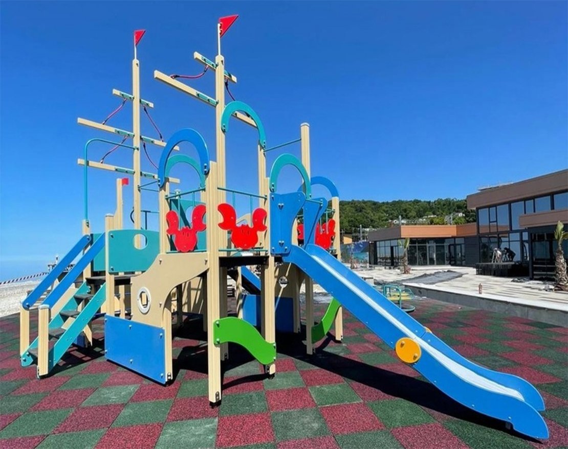 Уличный ДСК Лагуна в виде двойного парусника и с горками Н-1200,1500 ДИО 10117 - вид 1