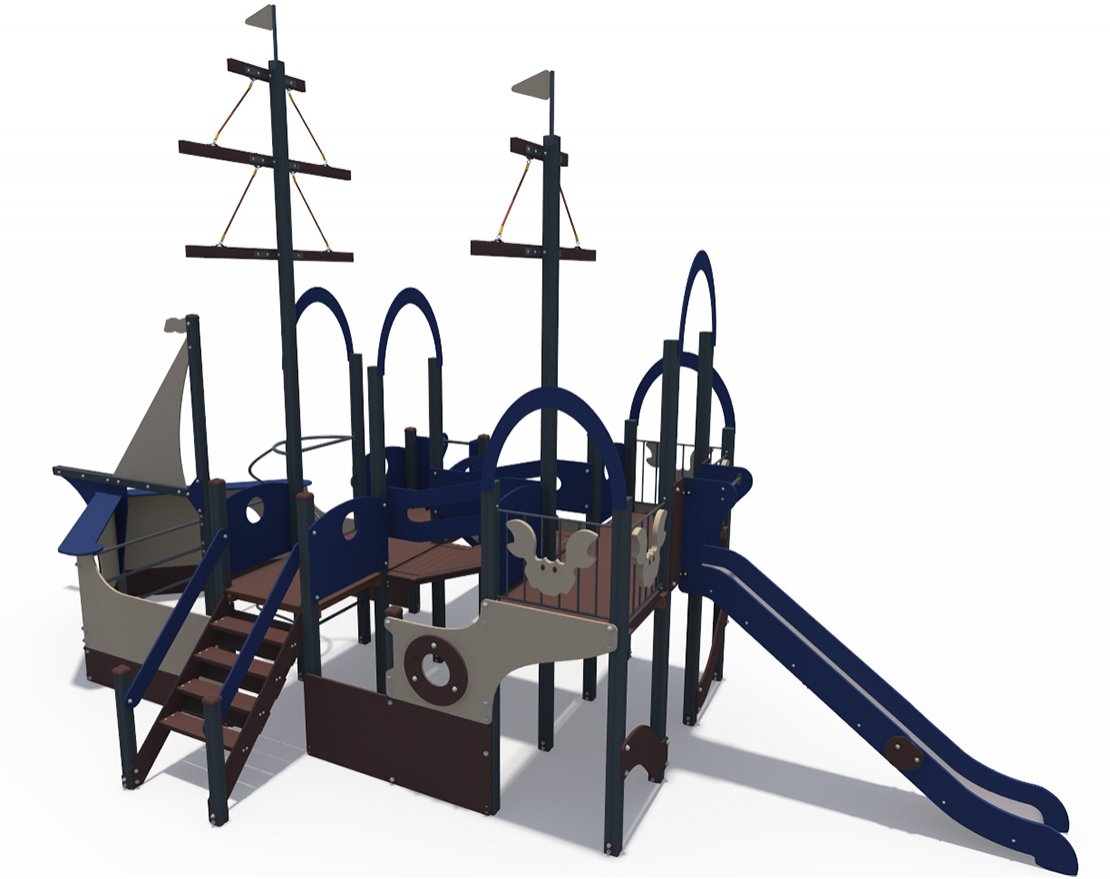 Уличный ДСК Лагуна в виде двойного парусника и с горками Н-1200,1500 ДИО 10117 - вид 6