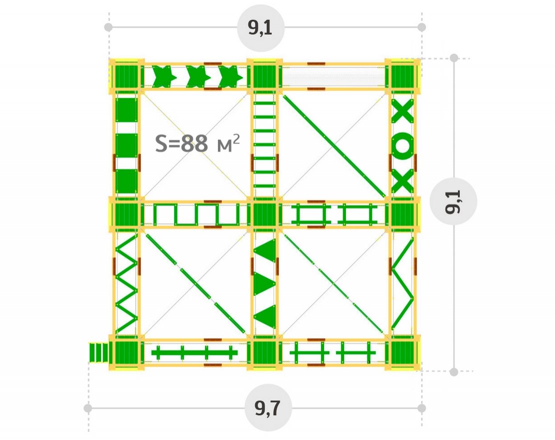 Детский веревочный комплекс 16 этапов - вид 2