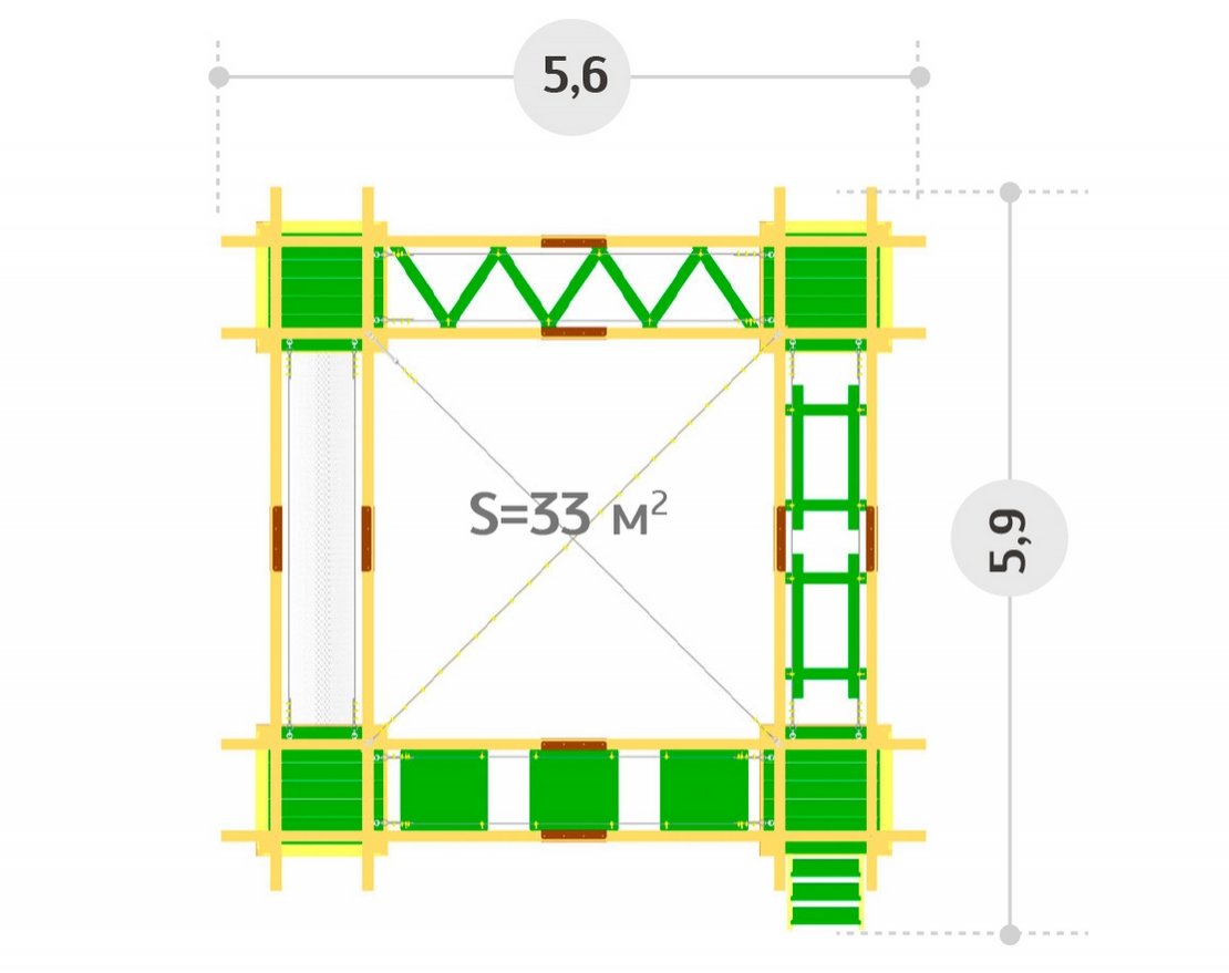 Детский веревочный комплекс 5 этапов (без страховки) - вид 2