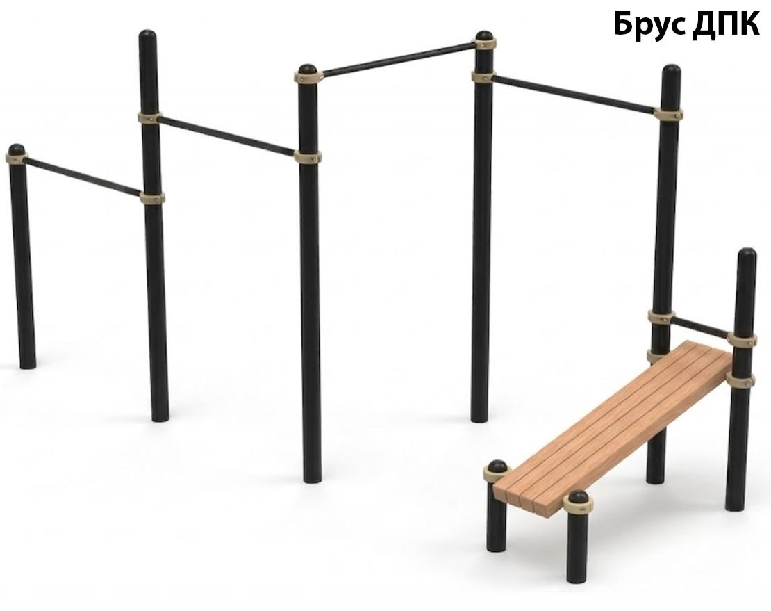 Уличные разноуровневые турники с лавочкой для пресса TORUDA 50 - вид 1