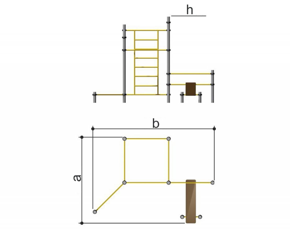 Комплекс турников со шведской стенкой, лавкой для пресса и турником для отжиманий - вид 2