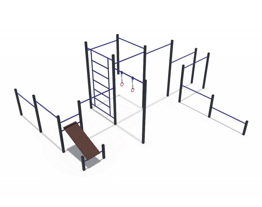 Уличный кроссфит брусья, скамья для пресса, шведская стенка, турники для отжимания и подтягивания СОВ 04501 - вид 0