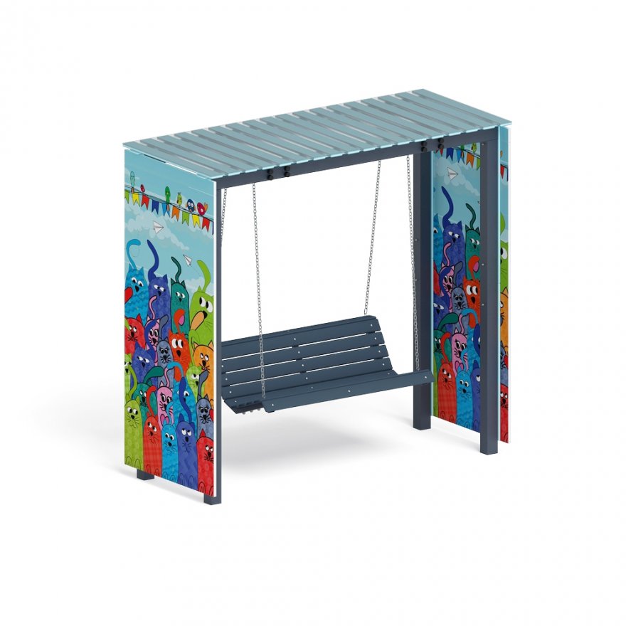 Пергола с диваном Коты в саду (с поликарбонатом) - вид 3