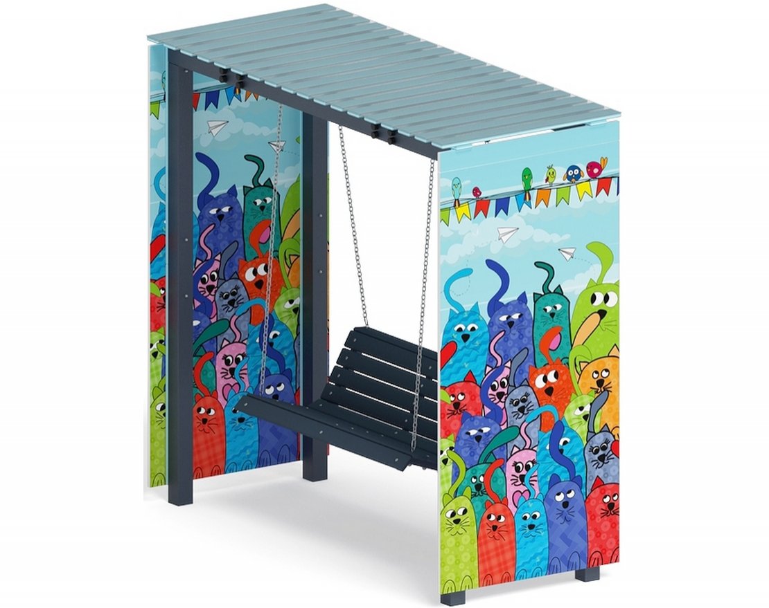 Пергола с диваном Коты в саду (с поликарбонатом) - вид 0