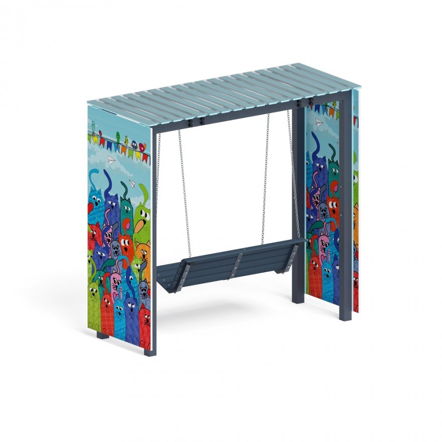 Пергола с диваном Коты в саду (с поликарбонатом) - вид 1