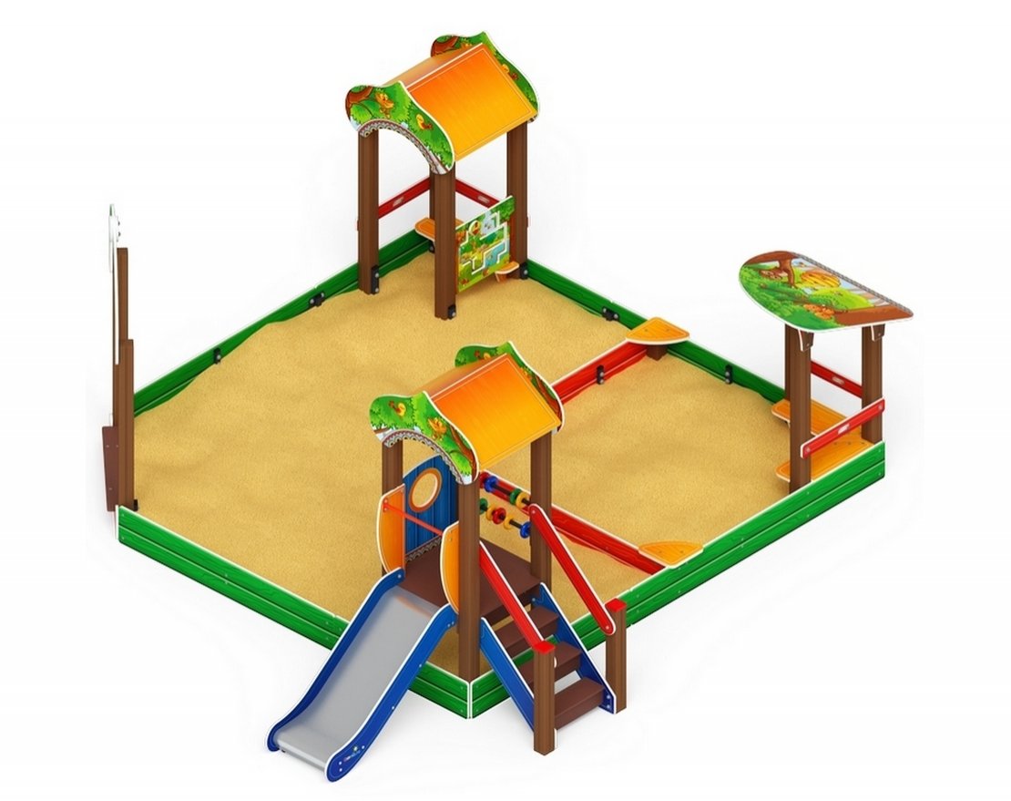 Песочный дворик Золотой мираж-5, с горкой - вид 2