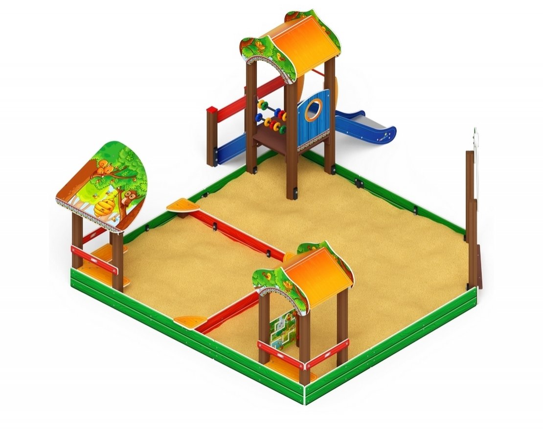 Песочный дворик Золотой мираж-5, с горкой - вид 0