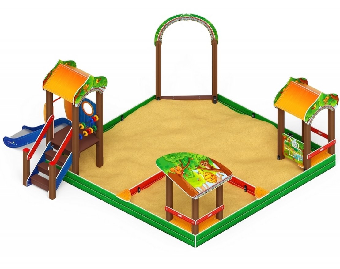 Песочный дворик Золотой мираж-5, с горкой - вид 1