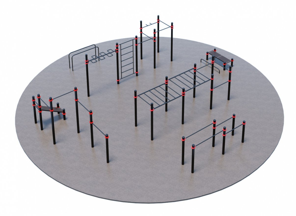 Проект Дворовая площадка для Воркаут и ГТО 2-3 (Ø14 м) - вид 2