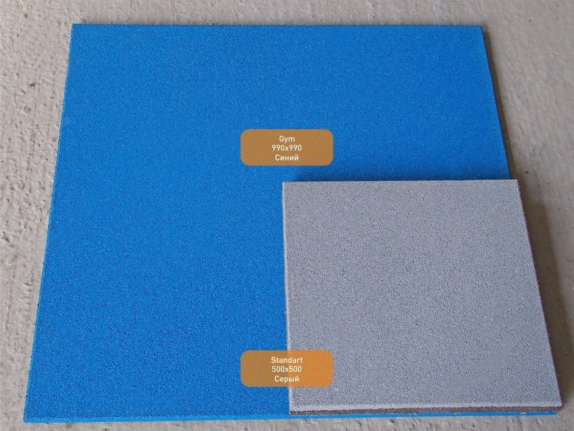 Резиновая плитка Gym 990х990 (15-60 мм) с рельефным основанием - вид 2