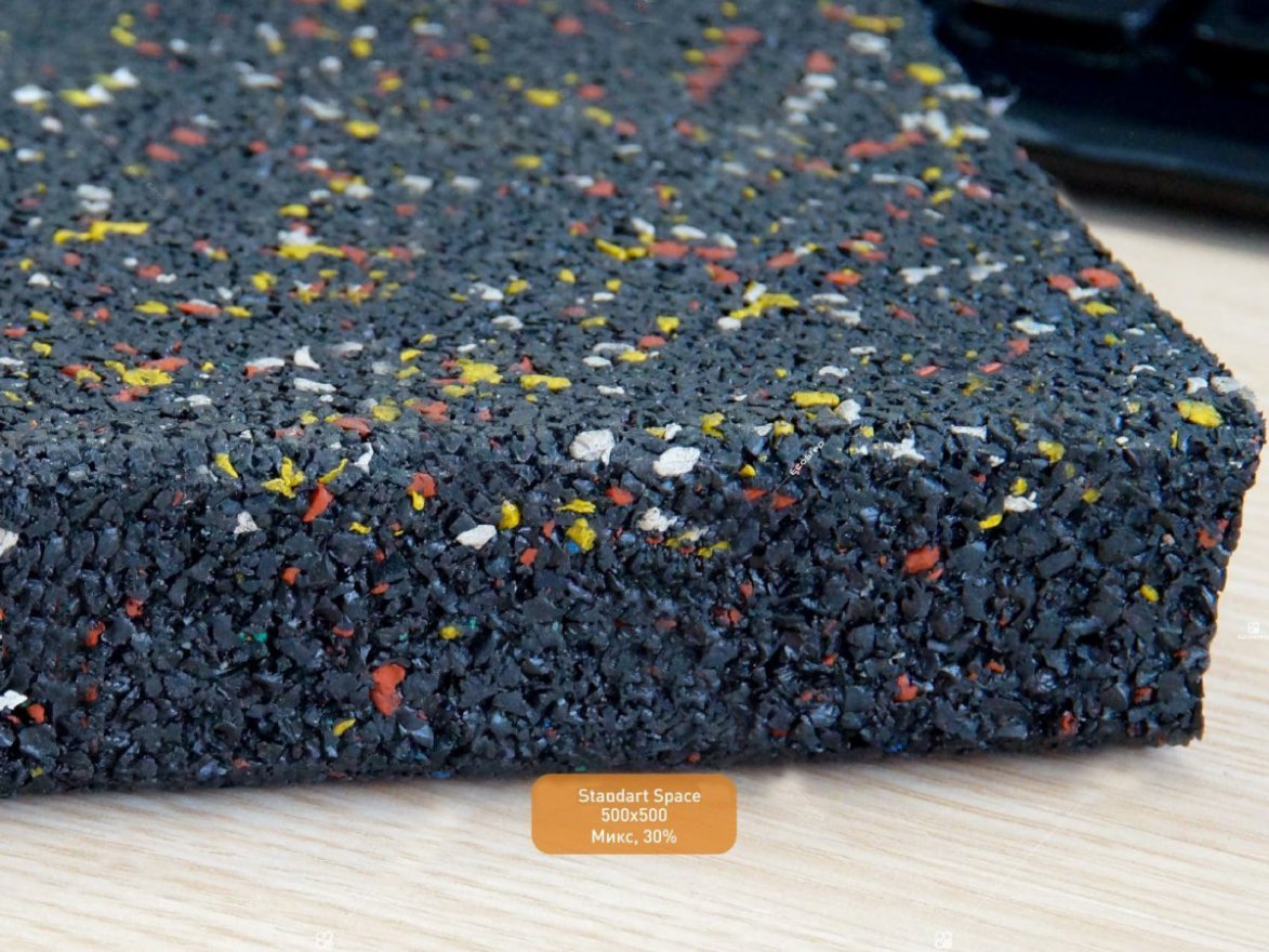 Резиновая плитка Standart Space 500х500 (30-60 мм) с рельефным основанием - вид 2