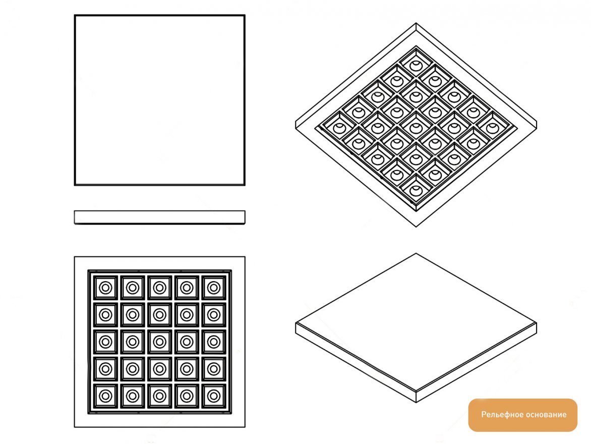 Резиновая плитка Standart Space 500х500 (30-60 мм) с рельефным основанием - вид 2