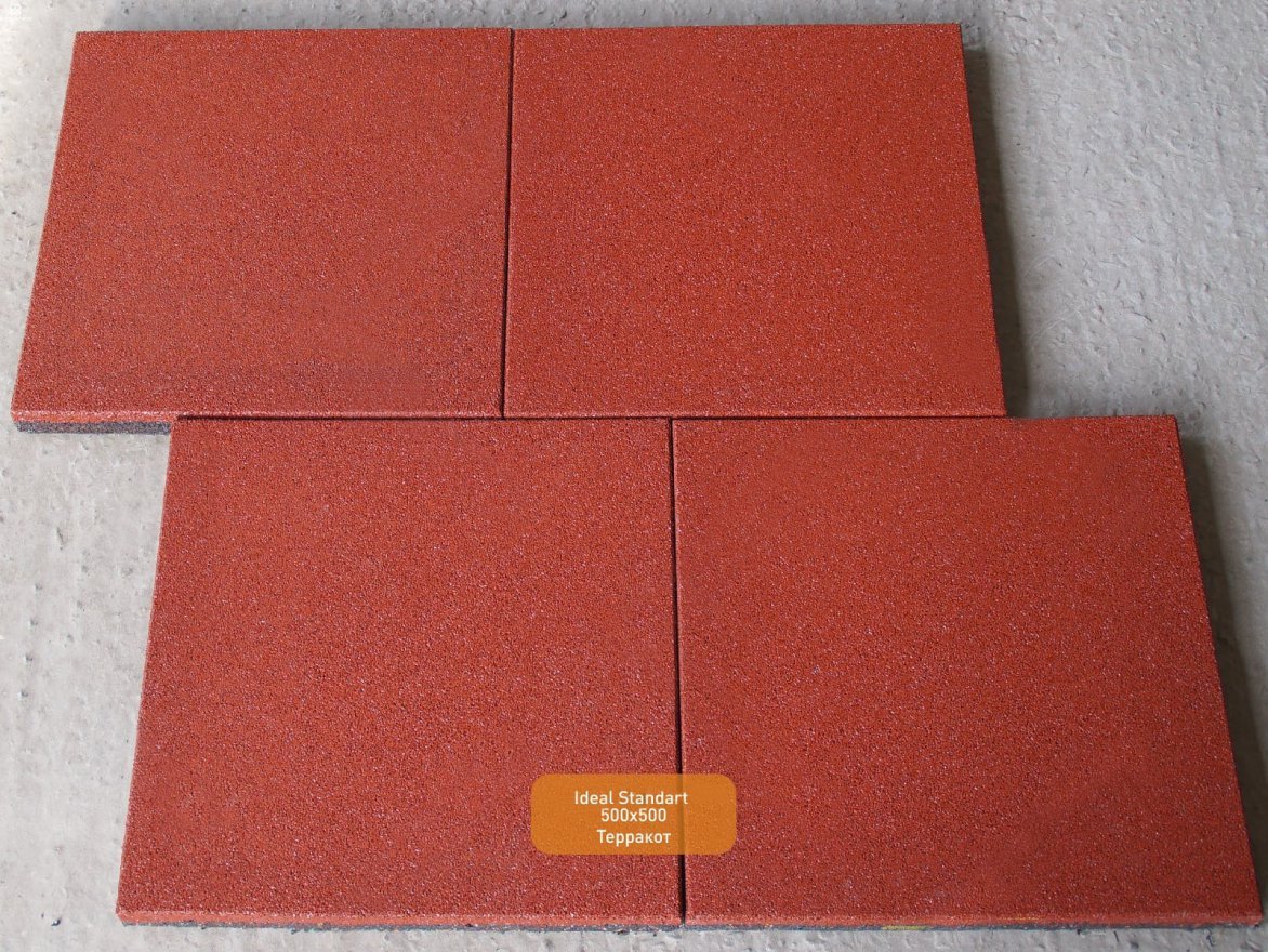 Резиновая плитка Ideal Standart 500х500 (15-60 мм) с рельефным основанием - вид 2