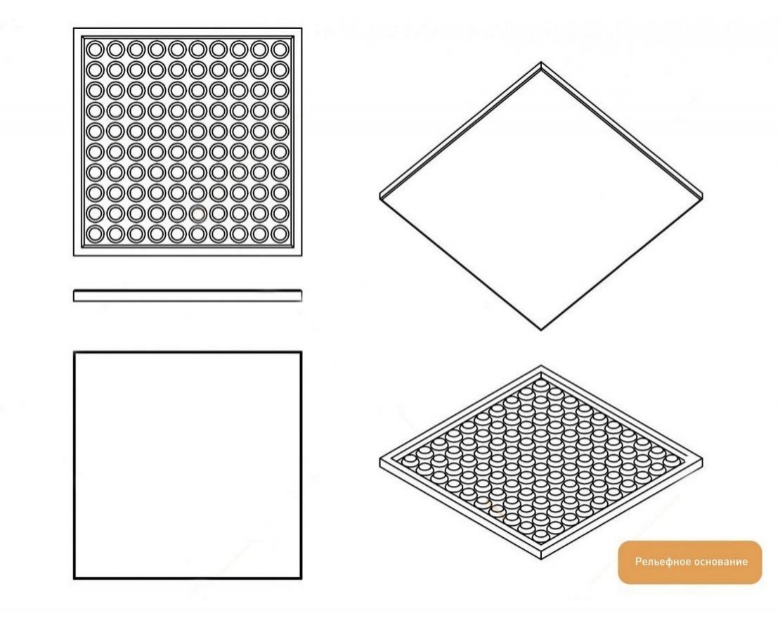 Резиновая плитка EcoStep Gym/Джим 500х500 (15-60 мм) с рельефным основанием - вид 2