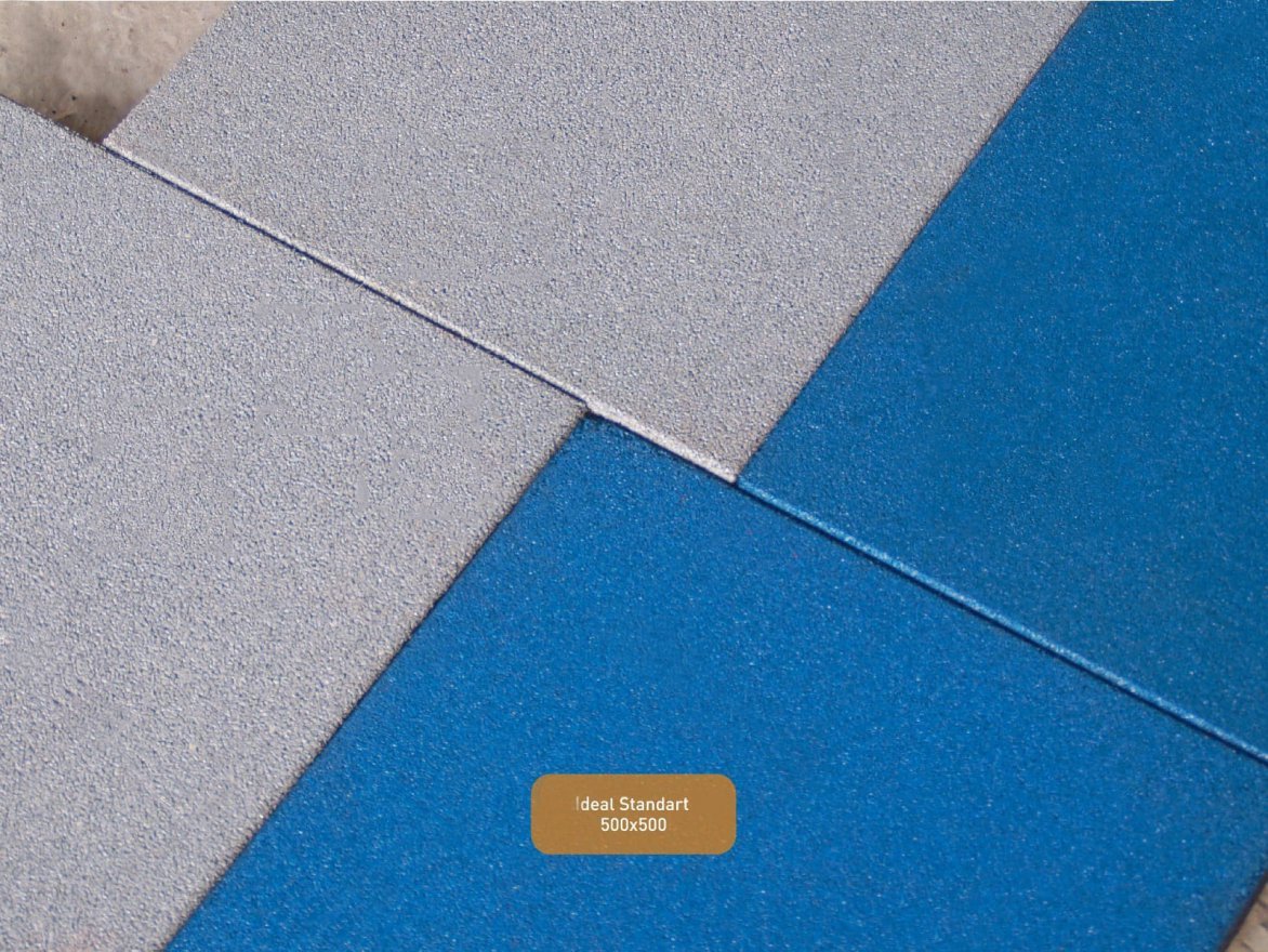 Резиновая плитка EcoStep Ideal Standart 500х500 (15-60 мм) с ровным основанием - вид 2