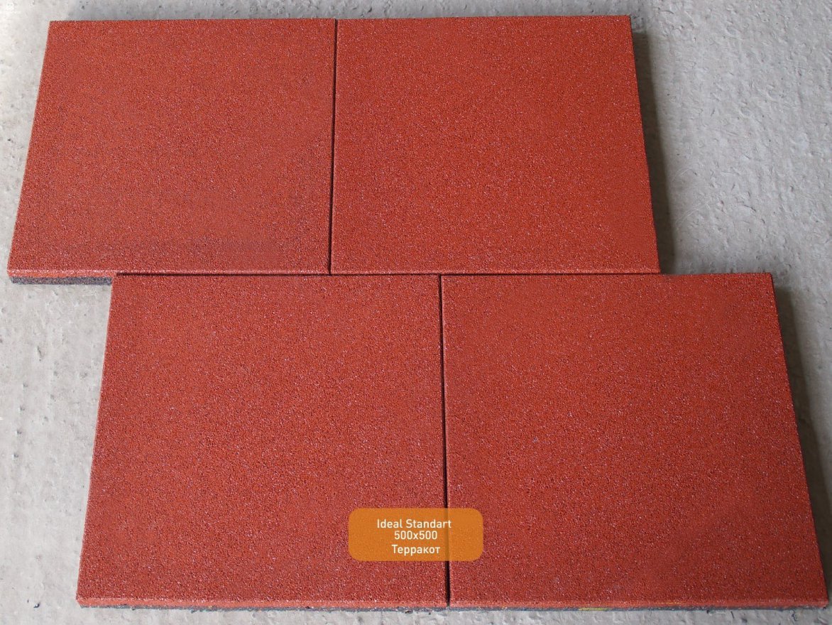 Резиновая плитка EcoStep Ideal Standart 500х500 (15-60 мм) с ровным основанием - вид 2