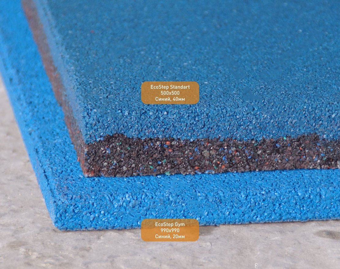 Резиновая плитка EcoStep Gym/Джим 500х500 (15-60 мм) с ровным основанием - вид 2