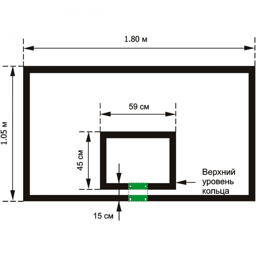 Щит баскетбольный  игровой 1050х1800 мм, толщина фанеры 15 мм на металлокаркасе