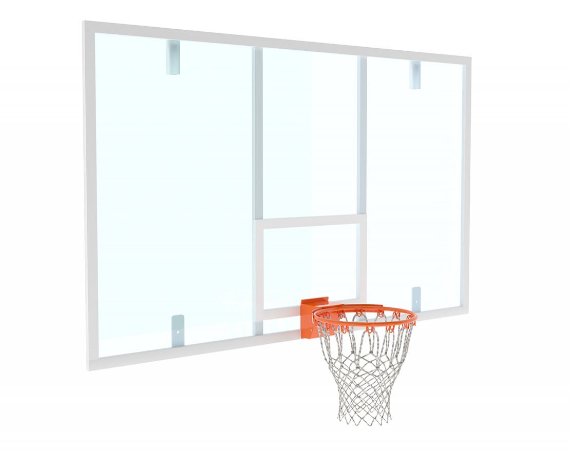 Щит для баскетбола игровой 1800х1050 ПОЛИКАРБОНАТ / ОРГСТЕКЛО цвет разметки БЕЛЫЙ (рама 40х40) - вид 0