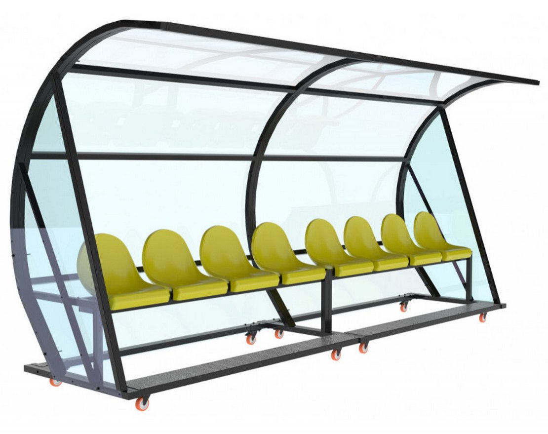 Уличная скамейка для запасных игроков мобильная на 8 мест - вид 2