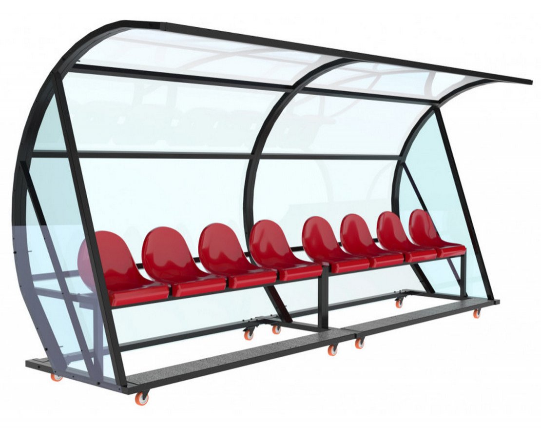 Уличная скамейка для запасных игроков мобильная на 8 мест - вид 2