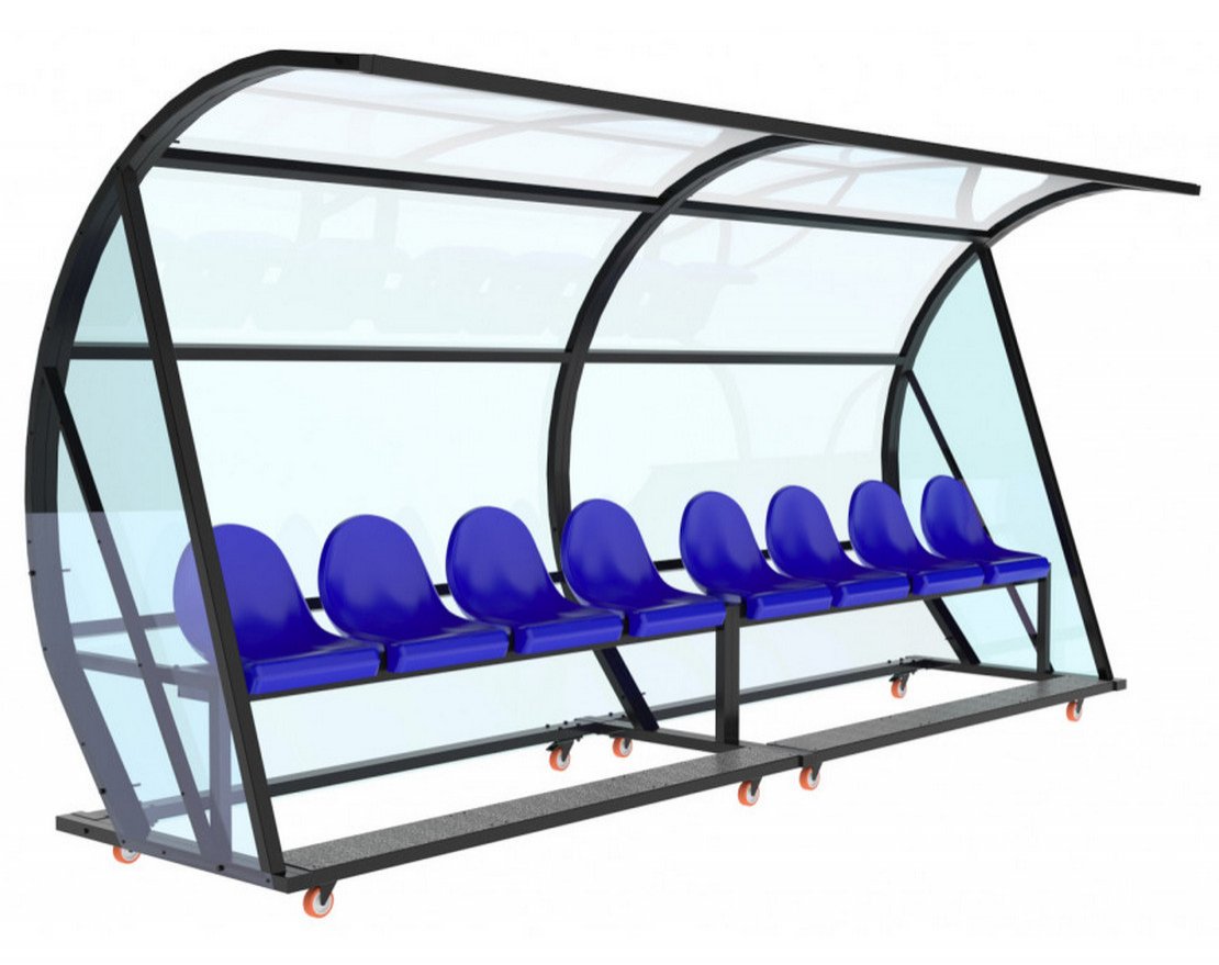 Уличная скамейка для запасных игроков мобильная на 8 мест - вид 2