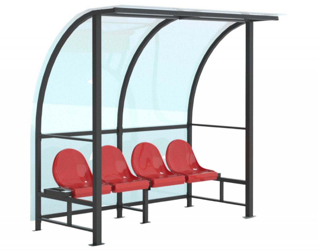 Скамейка для запасных игроков на 4 мест (с навесом из поликарбоната) - вид 2