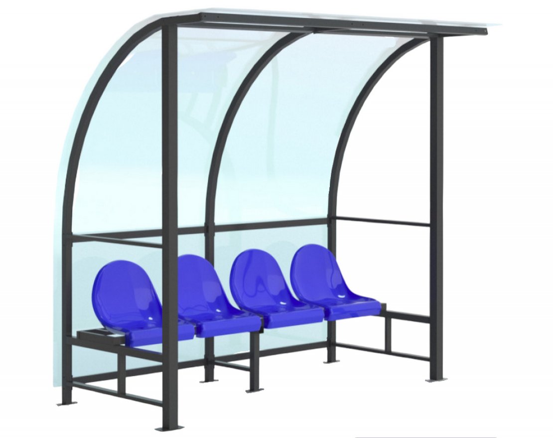 Скамейка для запасных игроков на 4 мест (с навесом из поликарбоната) - вид 2