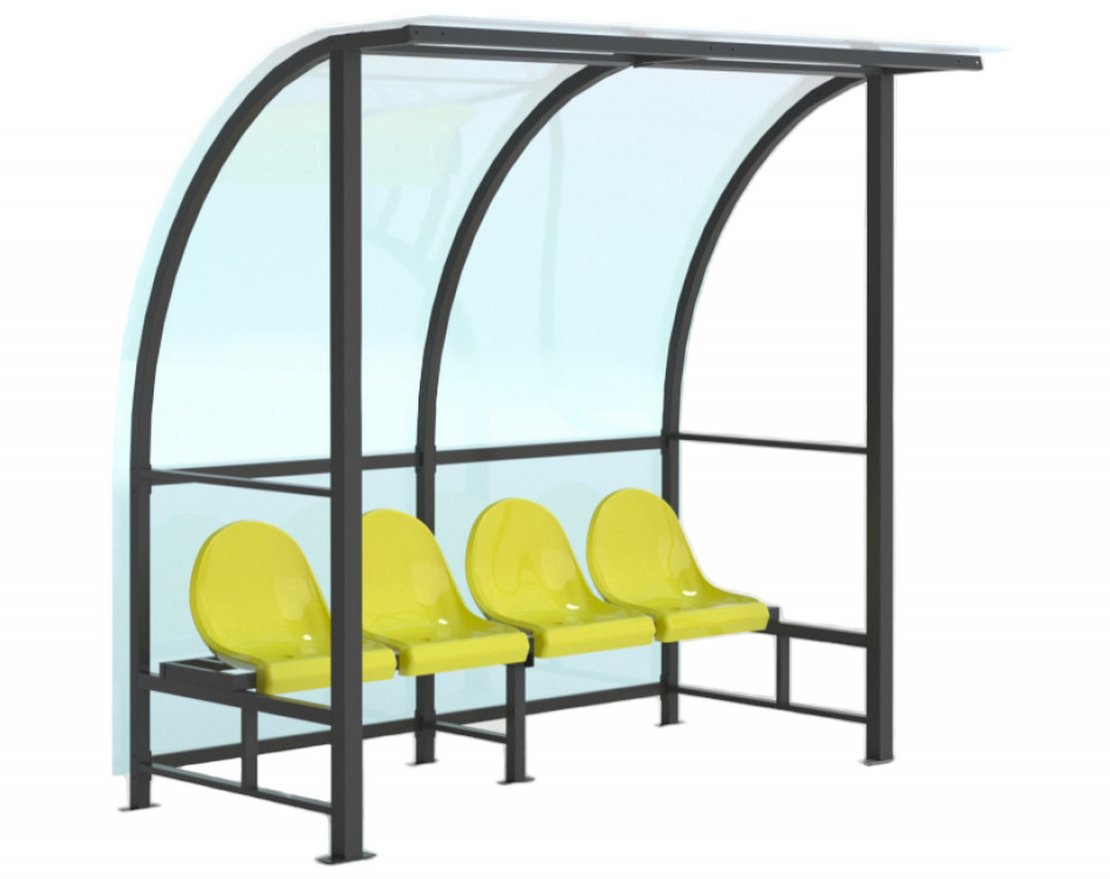 Скамейка для запасных игроков на 4 мест (с навесом из поликарбоната) - вид 2