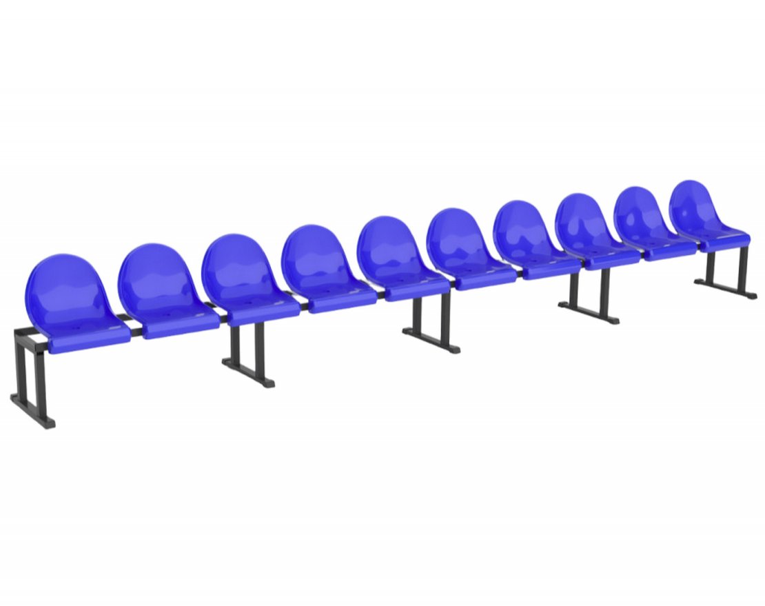 Уличная мобильная скамейка однорядная на 10 мест - вид 2