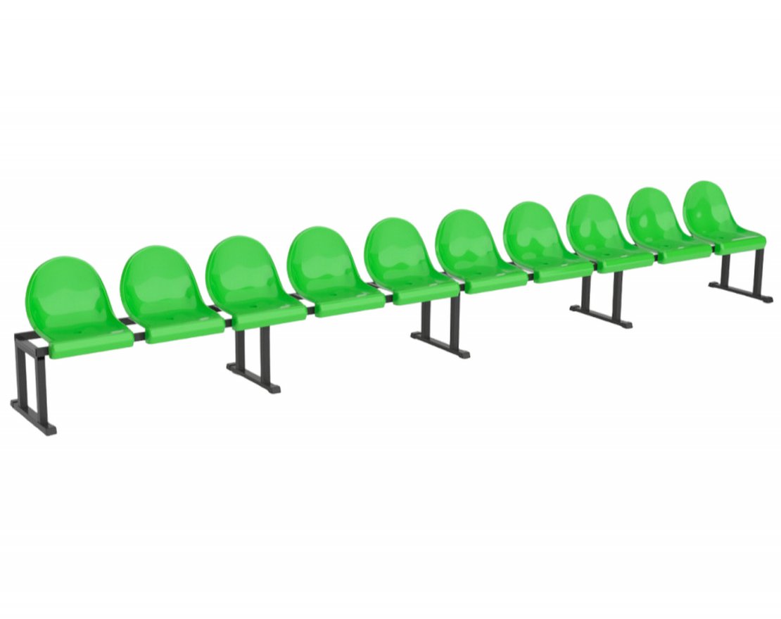 Уличная мобильная скамейка однорядная на 10 мест - вид 2