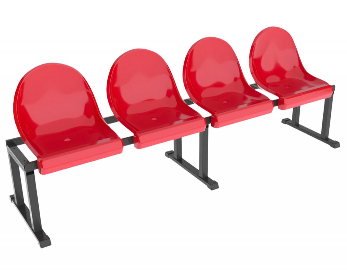 Уличная скамейка мобильная однорядная на 4 места - вид 2