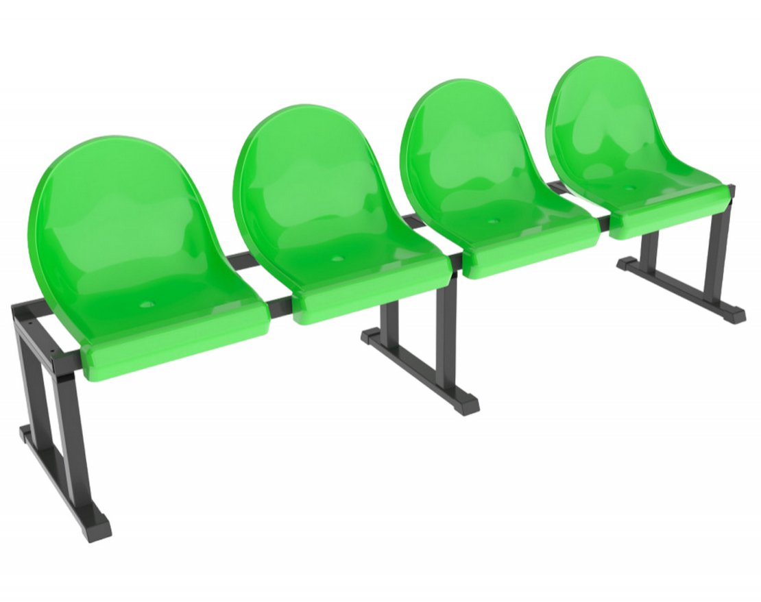 Уличная скамейка мобильная однорядная на 4 места - вид 2