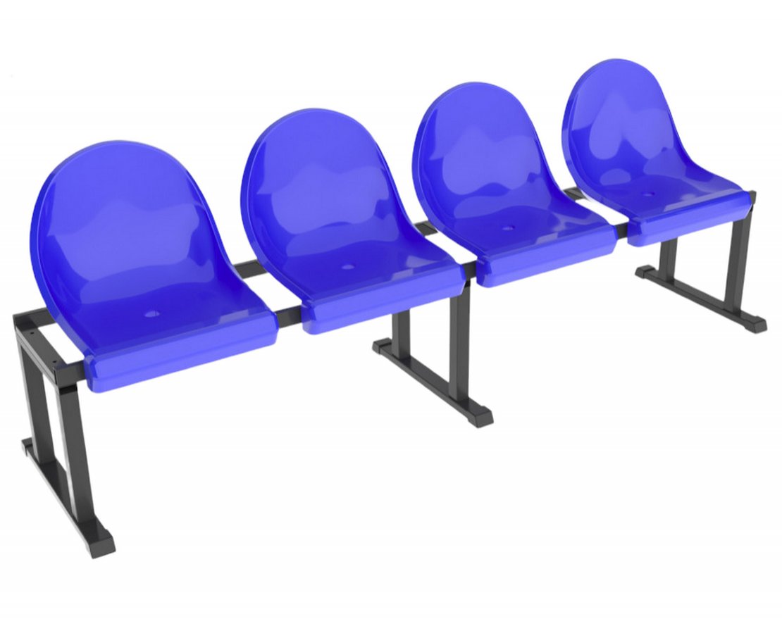 Уличная скамейка мобильная однорядная на 4 места - вид 2