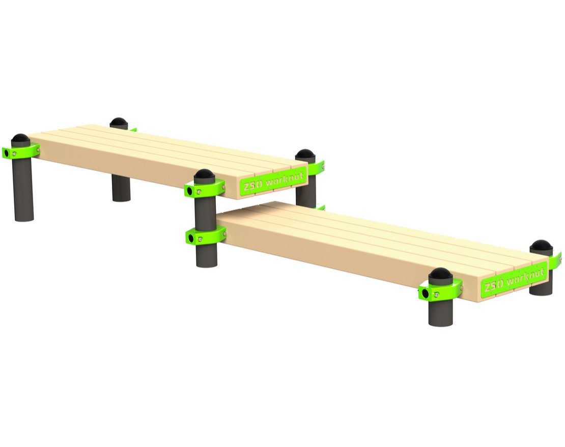 Скамья гимнастическая  горизонтальная разноуровневая двойная W252 GTO