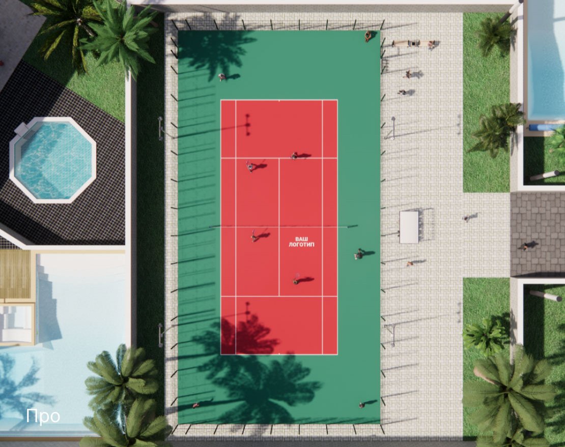 Теннисный корт TORUDA T-1 (37х19, игровое поле 24х11) - вид 2