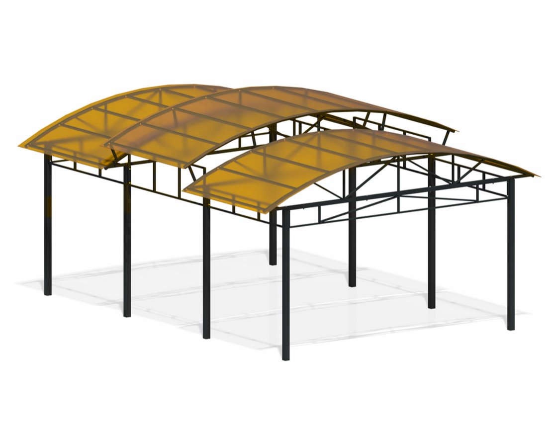 Тренажерная беседка на раме для уличных тренажёров 3 секции Галерея спорта - вид 0