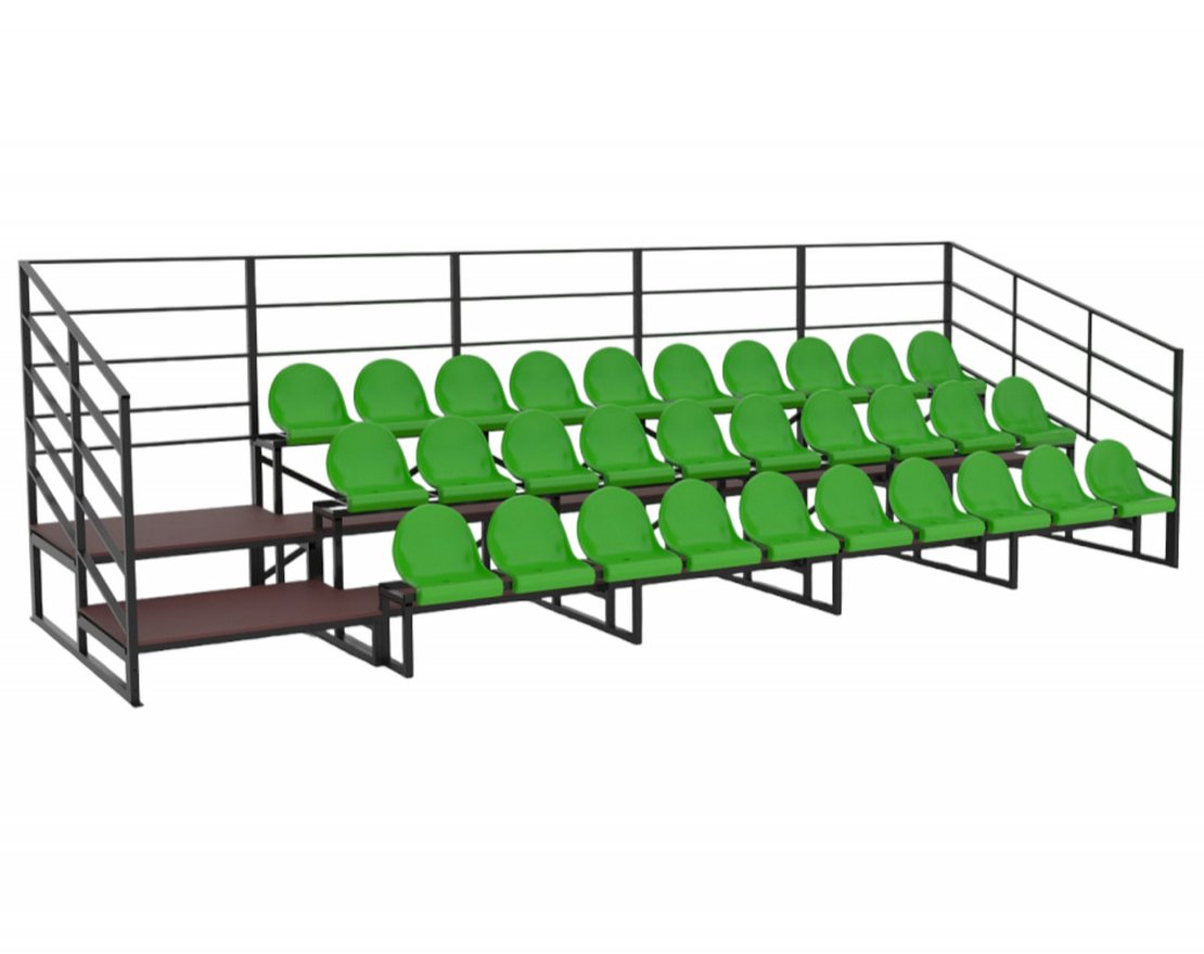 Трибуна сборно-разборная 3-х рядная на 30 мест (без навеса) - вид 2
