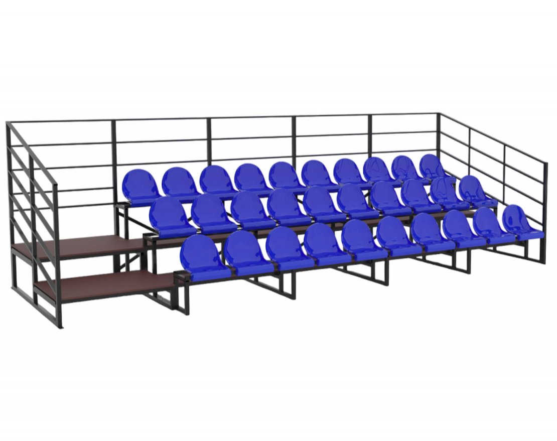 Трибуна сборно-разборная 3-х рядная на 30 мест (без навеса) - вид 2