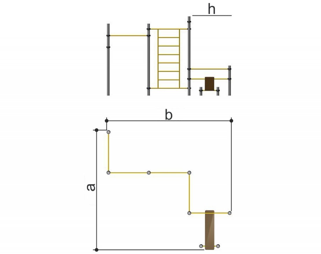 Турник со шведской стенкой и лавкой для пресса - вид 2