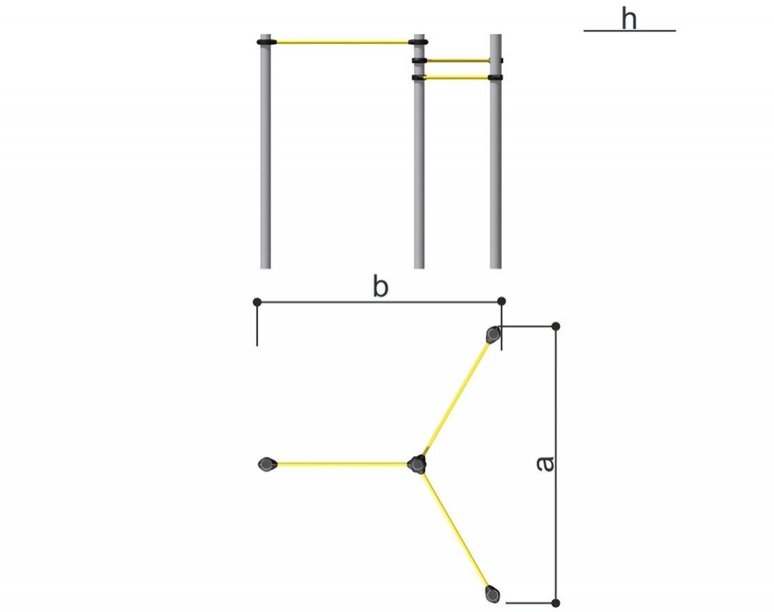 Уличный тройной турник Romana 501.55.01 - вид 2